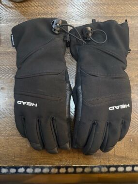 HEAD Black Winter Ski Gloves with Adjustable Cinch - Size XXS